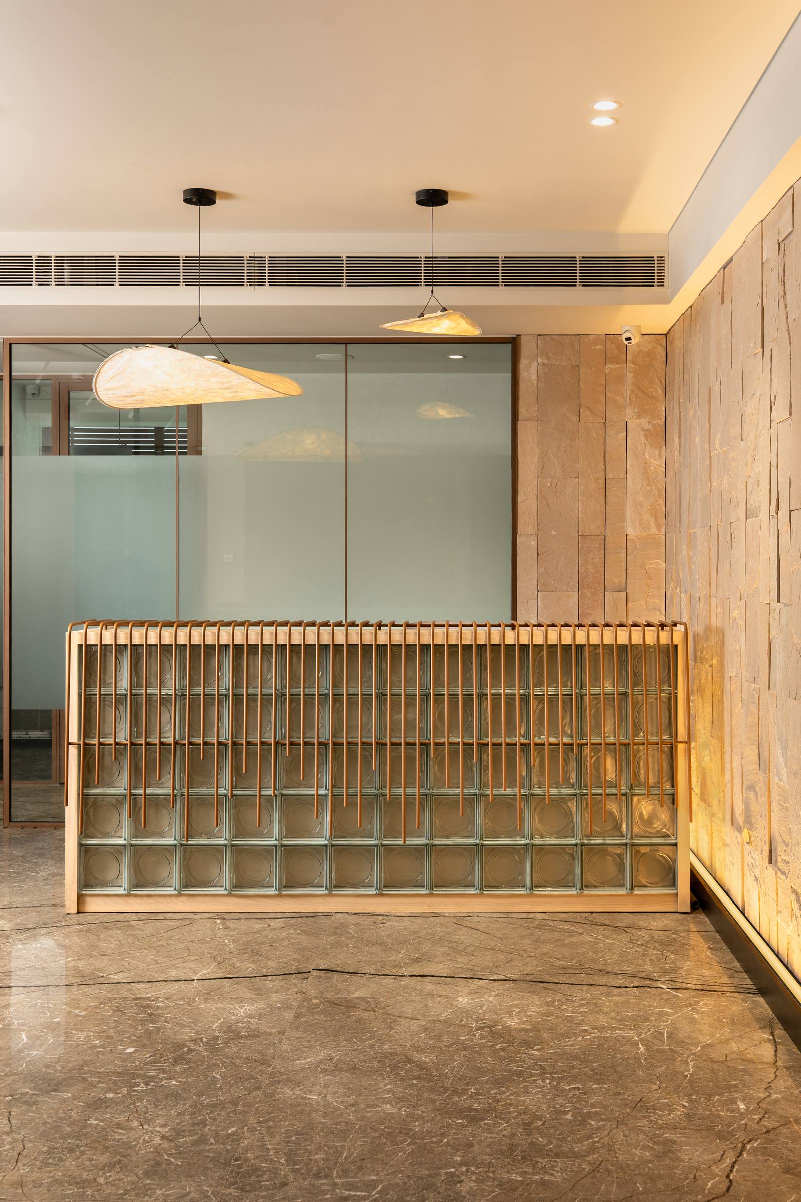 Branded corporate reception lounge design by Beyond Briks