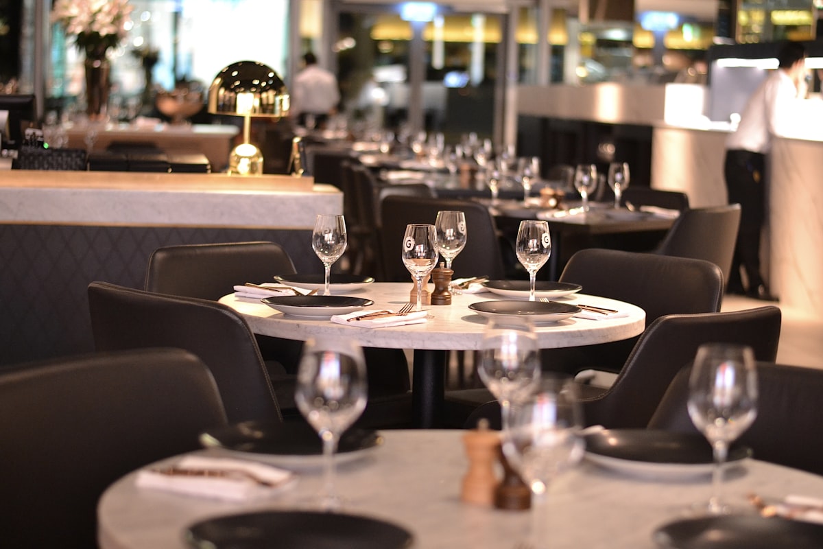 Restaurant interior design with fine dining table setting